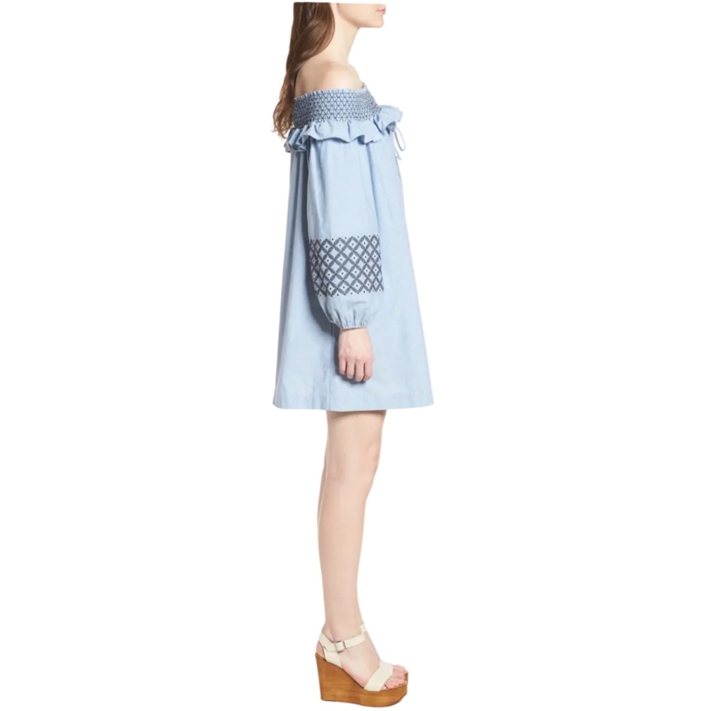 🍭Rebecca Minkoff Embroidered Chambray Goldie Dress, Size Medium